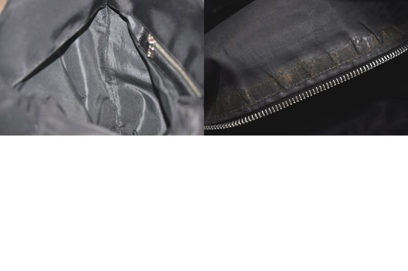 Fendi Vintage Shoulder Tote Bag Nylon Leather Black 4290n