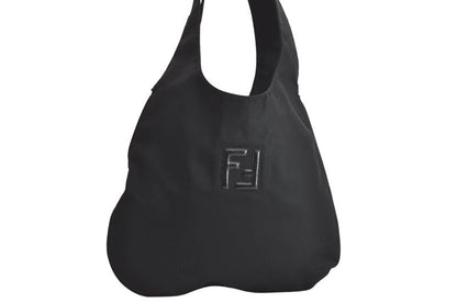 Fendi Vintage Shoulder Tote Bag Nylon Leather Black 4290n