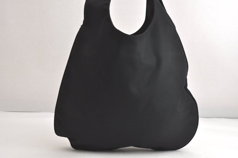 Fendi Vintage Shoulder Tote Bag Nylon Leather Black 4290n