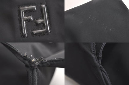 Fendi Vintage Shoulder Tote Bag Nylon Leather Black 4290n