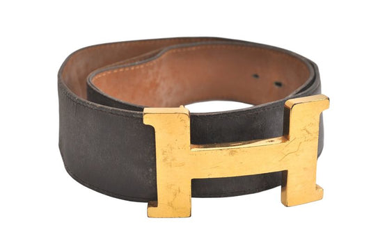 Hermes Constance Leather Belt 27.2-28.7" Black 4316n