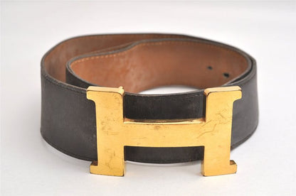 Hermes Constance Leather Belt 27.2-28.7" Black 4316n