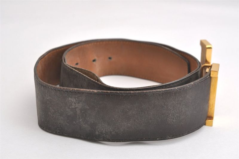 Hermes Constance Leather Belt 27.2-28.7" Black 4316n