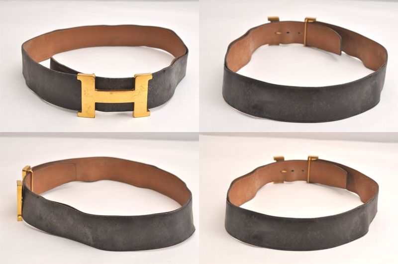 Hermes Constance Leather Belt 27.2-28.7" Black 4316n