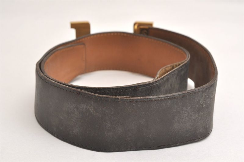 Hermes Constance Leather Belt 27.2-28.7" Black 4316n