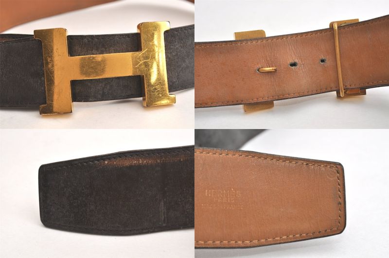 Hermes Constance Leather Belt 27.2-28.7" Black 4316n