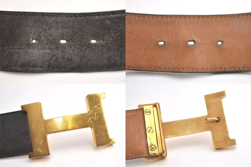 Hermes Constance Leather Belt 27.2-28.7" Black 4316n