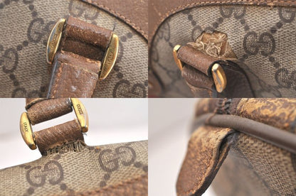 Gucci Web Sherry Line Hand Boston Bag GG Pvc Leather Brown Junk 4325n