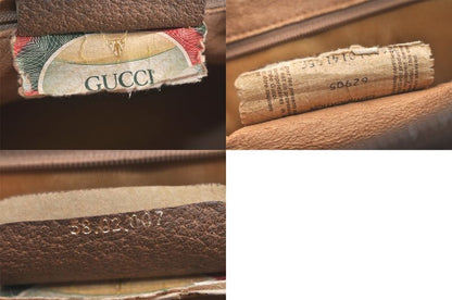 Gucci Web Sherry Line Hand Boston Bag GG Pvc Leather Brown Junk 4325n