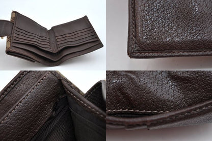 Gucci Bifold Long Wallet GG Pvc Canvas Leather Brown Black 4 Sets L2832