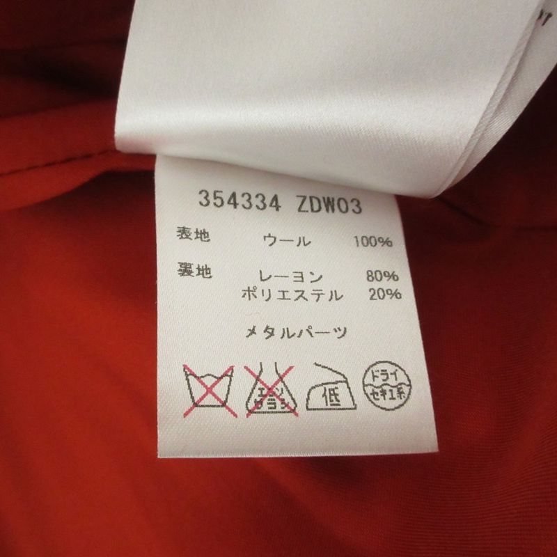 Good Gucci Wool Long Chester Coat 354334 38 Red Ladies Used