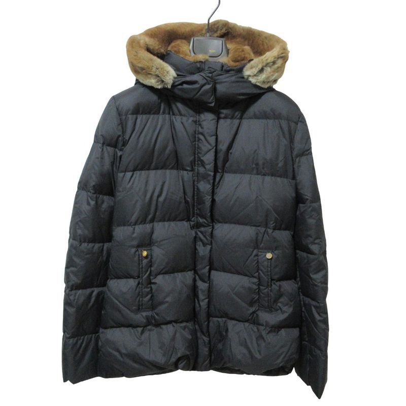 Good Fendi Fur Trim Down Jacket Blouson 42 Black Women Used