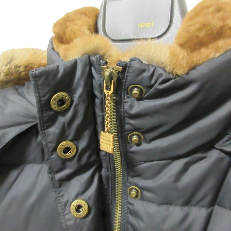 Good Fendi Fur Trim Down Jacket Blouson 42 Black Women Used