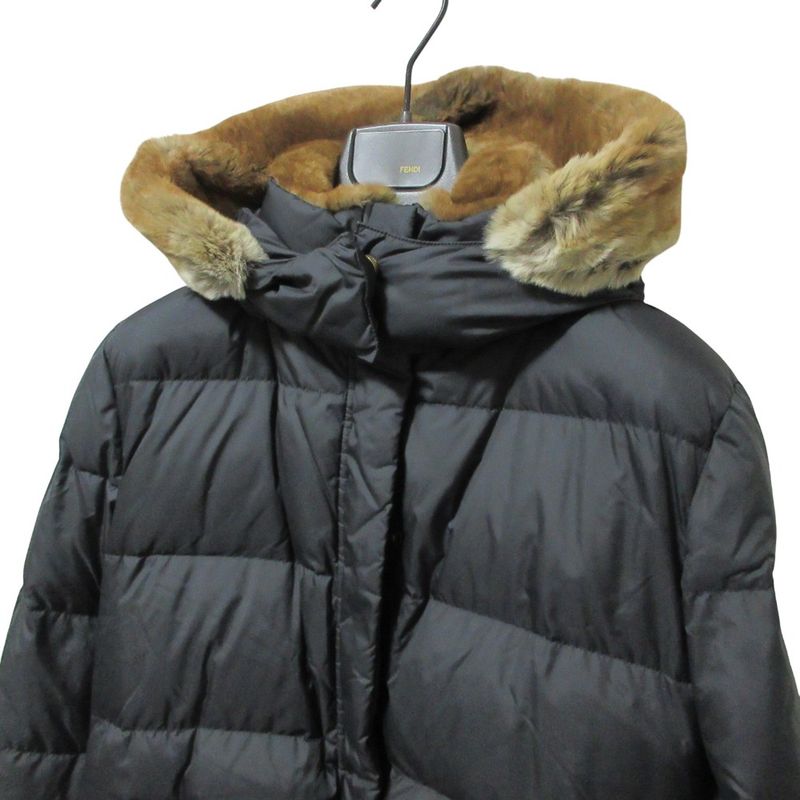 Good Fendi Fur Trim Down Jacket Blouson 42 Black Women Used