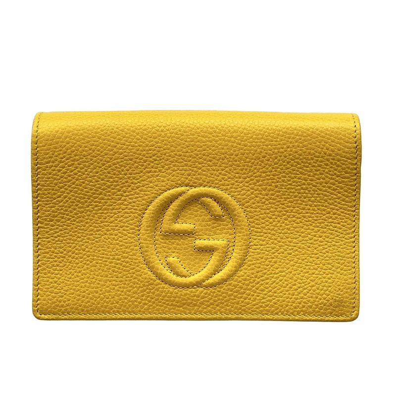 Gucci Clutch Bag Soho 598211 Yellow Leather