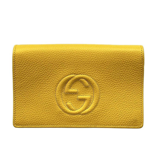 Gucci Clutch Bag Soho 598211 Yellow Leather