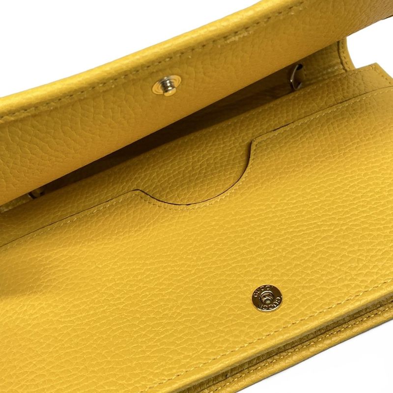 Gucci Clutch Bag Soho 598211 Yellow Leather