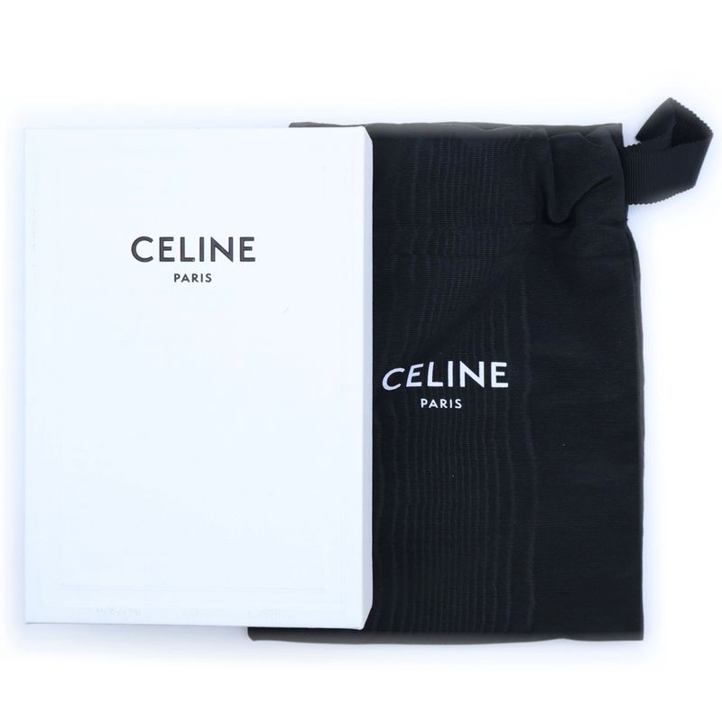 Celine Triomphe Small Flap Compact Wallet Trifold Wallet Black Calfskin
