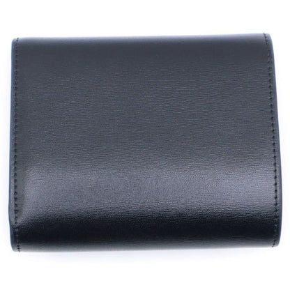 Celine Triomphe Small Flap Compact Wallet Trifold Wallet Black Calfskin