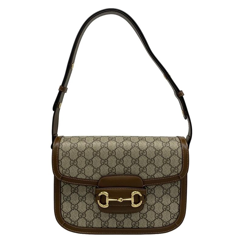 Gucci Shoulder Bag GG Plus GG Supreme/horsebit 1955 602204 Beige And Dark Brown