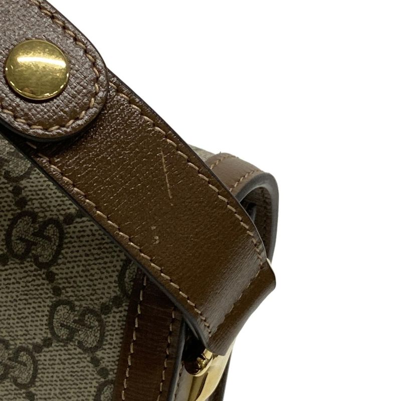 Gucci Shoulder Bag GG Plus GG Supreme/horsebit 1955 602204 Beige And Dark Brown