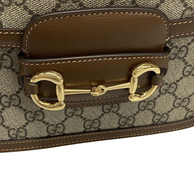 Gucci Shoulder Bag GG Plus GG Supreme/horsebit 1955 602204 Beige And Dark Brown