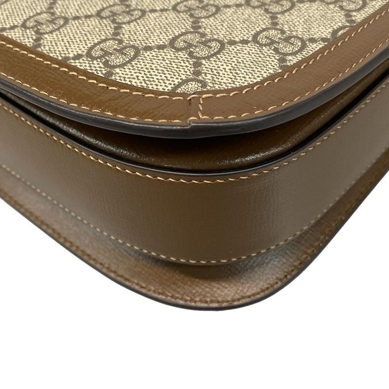 Gucci Shoulder Bag GG Plus GG Supreme/horsebit 1955 602204 Beige And Dark Brown
