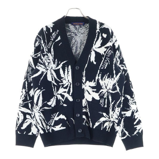 Louis Vuitton 23SS Thistle Jacquard Wool Knit Cardigan Black Rm231 H56 Hon98w