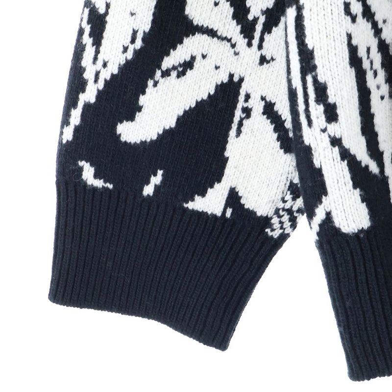 Louis Vuitton 23SS Thistle Jacquard Wool Knit Cardigan Black Rm231 H56 Hon98w