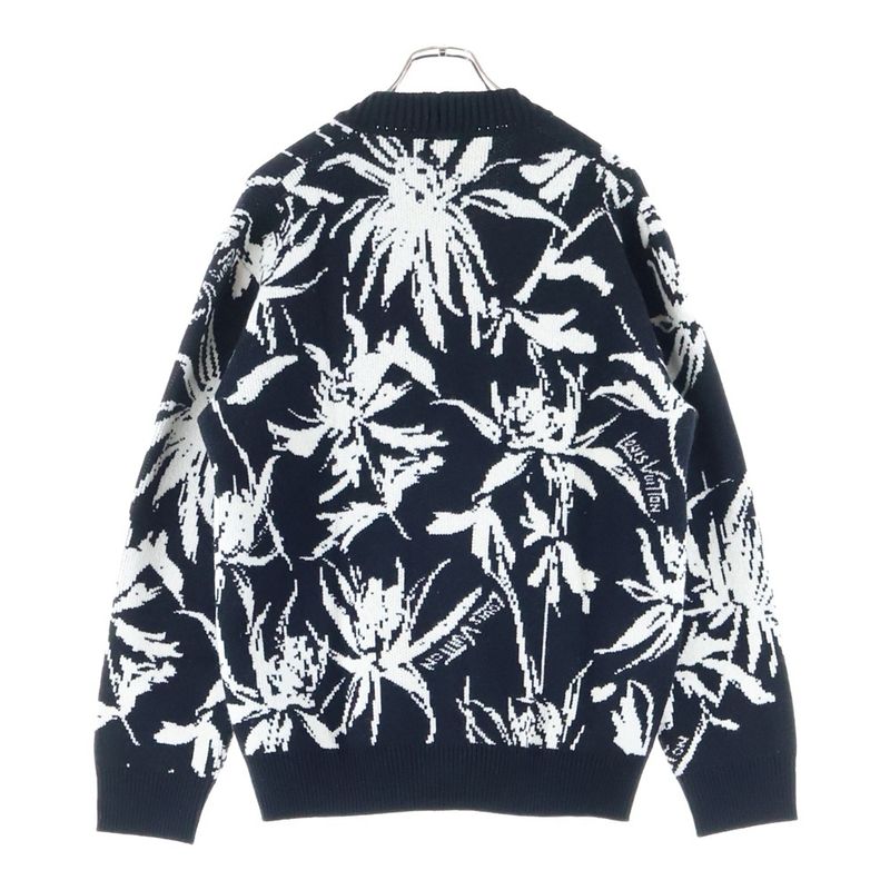 Louis Vuitton 23SS Thistle Jacquard Wool Knit Cardigan Black Rm231 H56 Hon98w