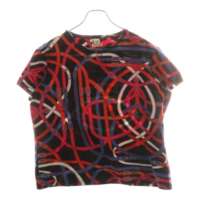 Hermes Belt All-over Print Crew Neck Short Sleeved T-shirt Cut And Sewn