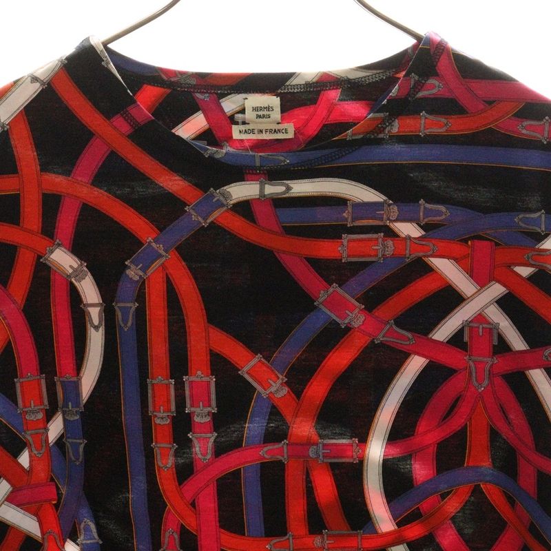 Hermes Belt All-over Print Crew Neck Short Sleeved T-shirt Cut And Sewn