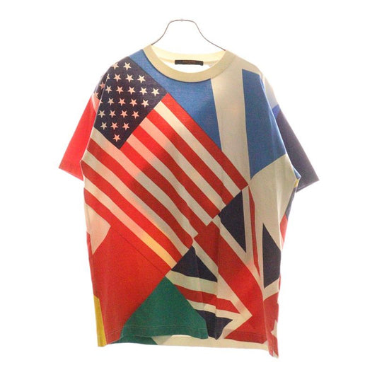 Louis Vuitton 19AW Flag Printed Crewneck Short-sleeved T-shirt Cut And Sewn