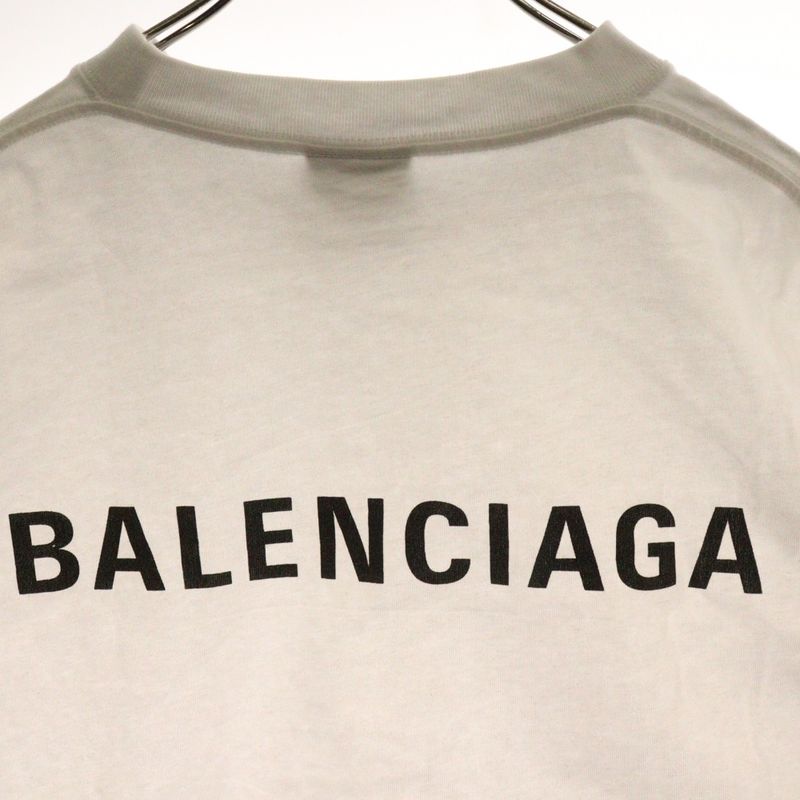 Balenciaga Medium Fit Logo Print Crew Neck Short Sleeve T-shirt White 612986