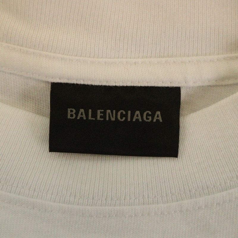 Balenciaga Medium Fit Logo Print Crew Neck Short Sleeve T-shirt White 612986