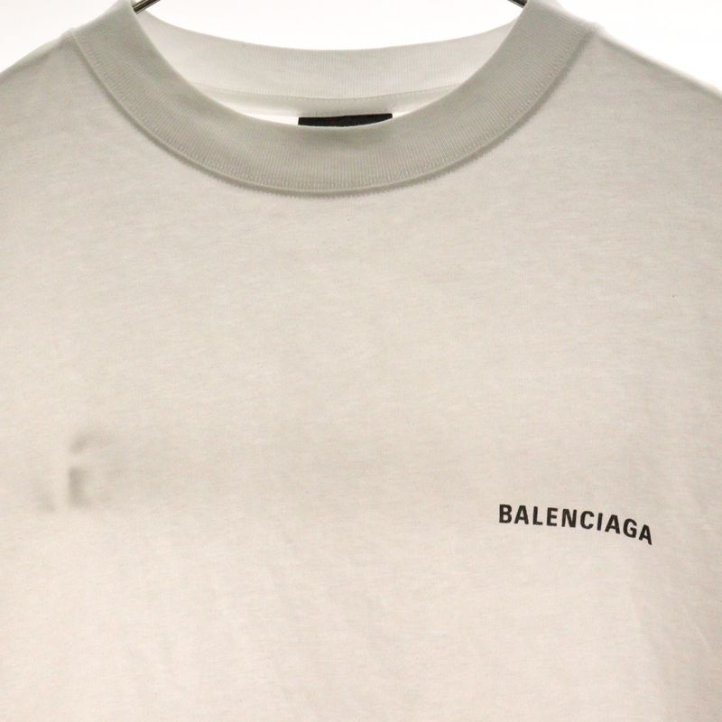 Balenciaga Medium Fit Logo Print Crew Neck Short Sleeve T-shirt White 612986