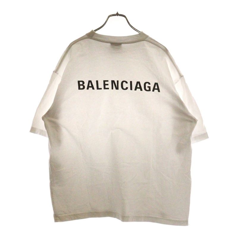 Balenciaga Medium Fit Logo Print Crew Neck Short Sleeve T-shirt White 612986