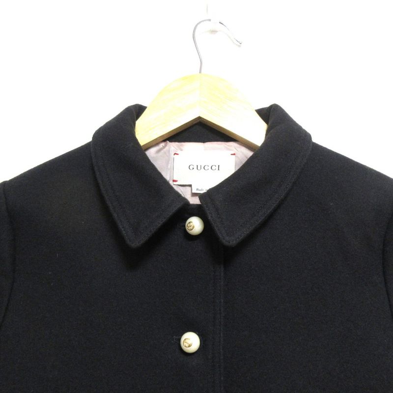 Gucci Children Gucci Children GG Button Melton Coat 477728 Size 10 Black Kids