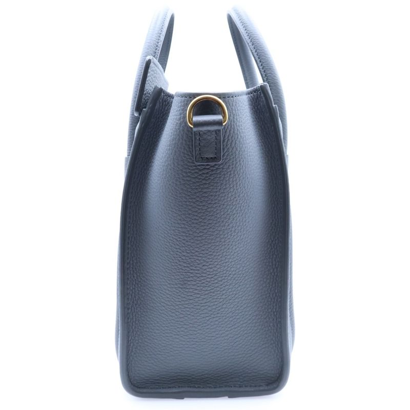 Celine Luggage Nano Shopper Leather 2WAY Hand Shoulder Bag Gold Hardware Gray