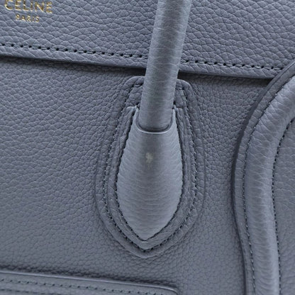 Celine Luggage Nano Shopper Leather 2WAY Hand Shoulder Bag Gold Hardware Gray