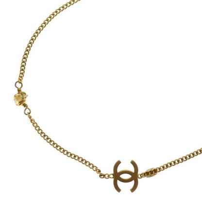 Chanel Coco Mark 2strand GP Long Chain Necklace With Stones 97A Gold Ladies