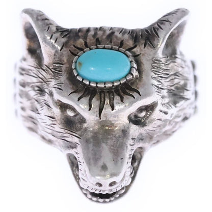Gucci Anger Forest Turquoise Wolf Ring Silver