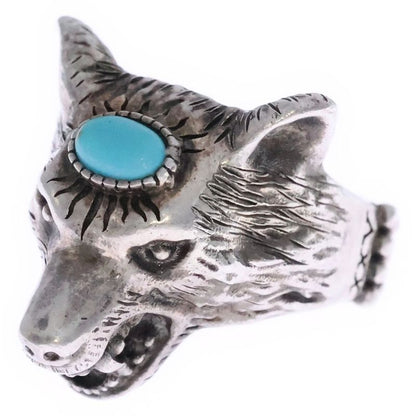 Gucci Anger Forest Turquoise Wolf Ring Silver