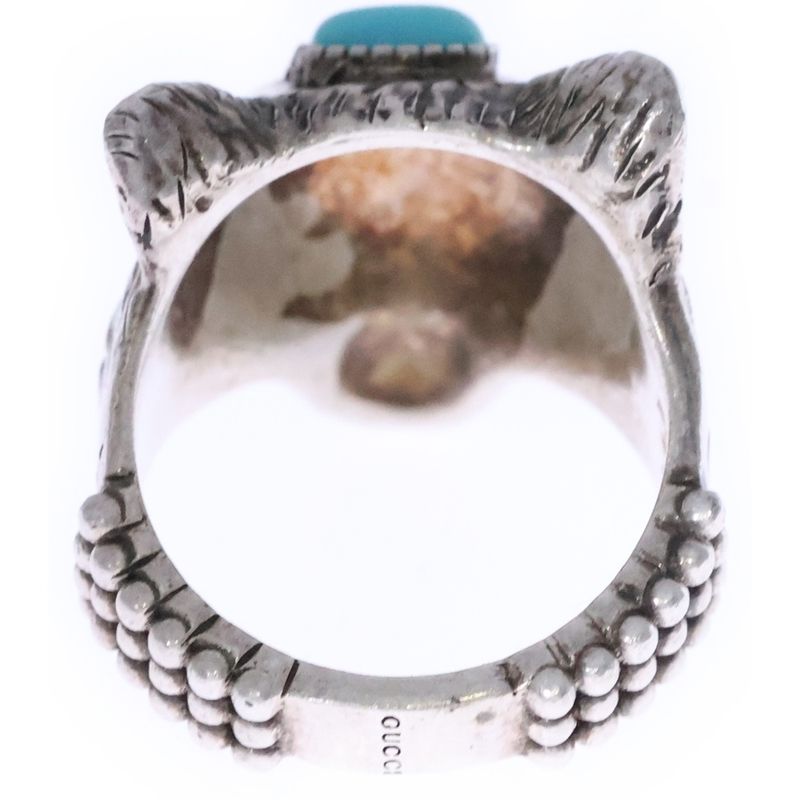 Gucci Anger Forest Turquoise Wolf Ring Silver