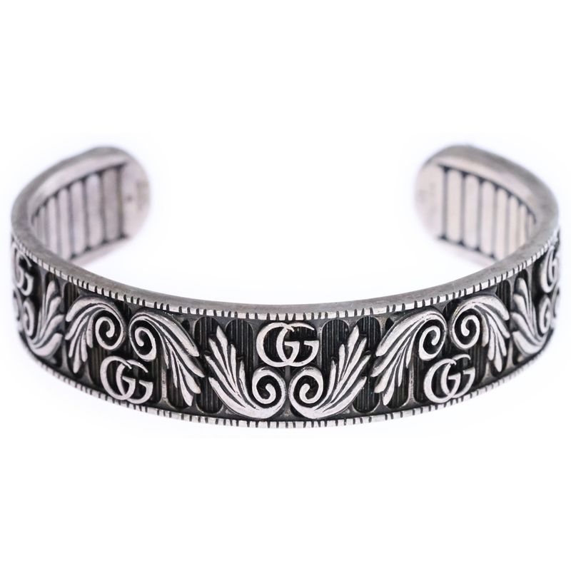Gucci GG Leaf Motif Bangle Bracelet Silver 551907 J8400 0811
