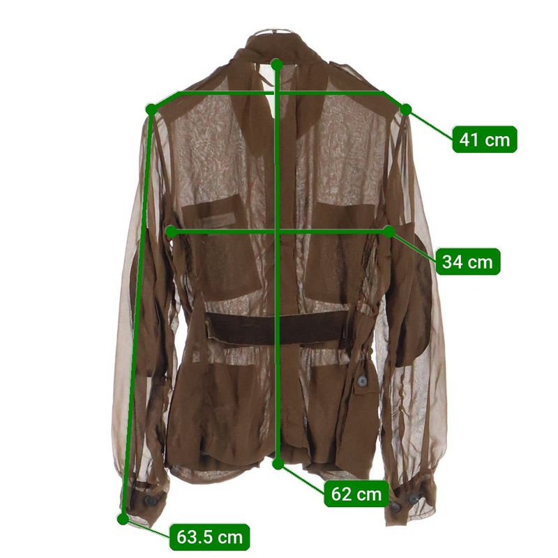 Saint Laurent Paris Stand Collar Military Shirt Blouse With Epaulettes Brown