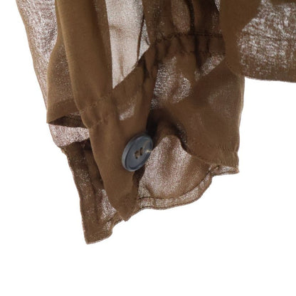 Saint Laurent Paris Stand Collar Military Shirt Blouse With Epaulettes Brown