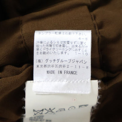 Saint Laurent Paris Stand Collar Military Shirt Blouse With Epaulettes Brown