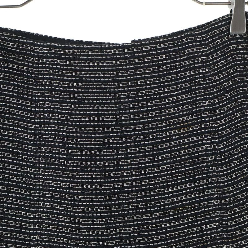 Chanel Coco Mark Tweed Sheer Embellished Tight Skirt Black/white 03A P22357v1314
