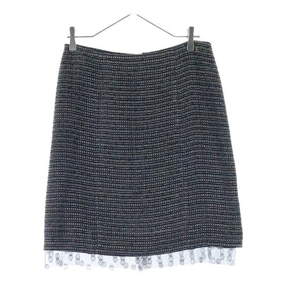 Chanel Coco Mark Tweed Sheer Embellished Tight Skirt Black/white 03A P22357v1314